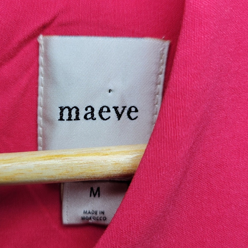 Maeve Pink Bow Back Dress Medium Valentine's Day Mini Fit Flare Chic Cottagecore - Picture 3 of 9